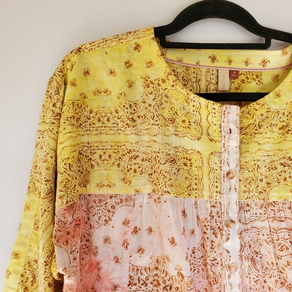 Anthropologie Pilcro Pink Yellow Oversized Top - Picture 3 of 7